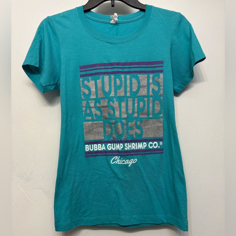 Forrest Gump Teal Graphic Tee “Stupid is as Stupid Does" Woman’s Size Small